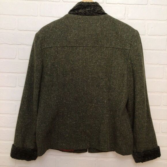 Vintage RTG Collection Zip Up Blazer Wool Blend Green Orange Size 9 - Picture 3 of 15